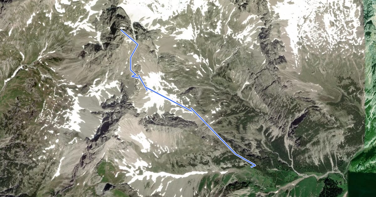 Маршрут Wanderweg 57 на спутниковом снимке