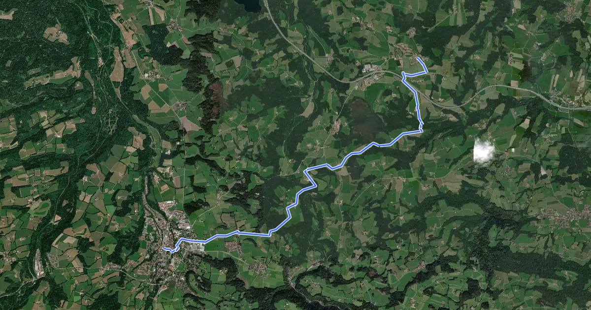 Маршрут Wanderweg 570 - Miesbach/Irschenberg на спутниковом снимке