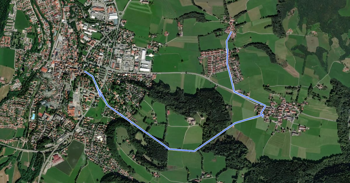 Маршрут Wanderweg 570a - Miesbach/Irschenberg на спутниковом снимке