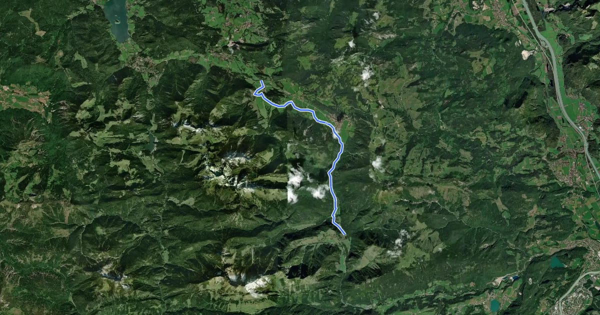 Маршрут Wanderweg 596 - Bayrischzell на спутниковом снимке