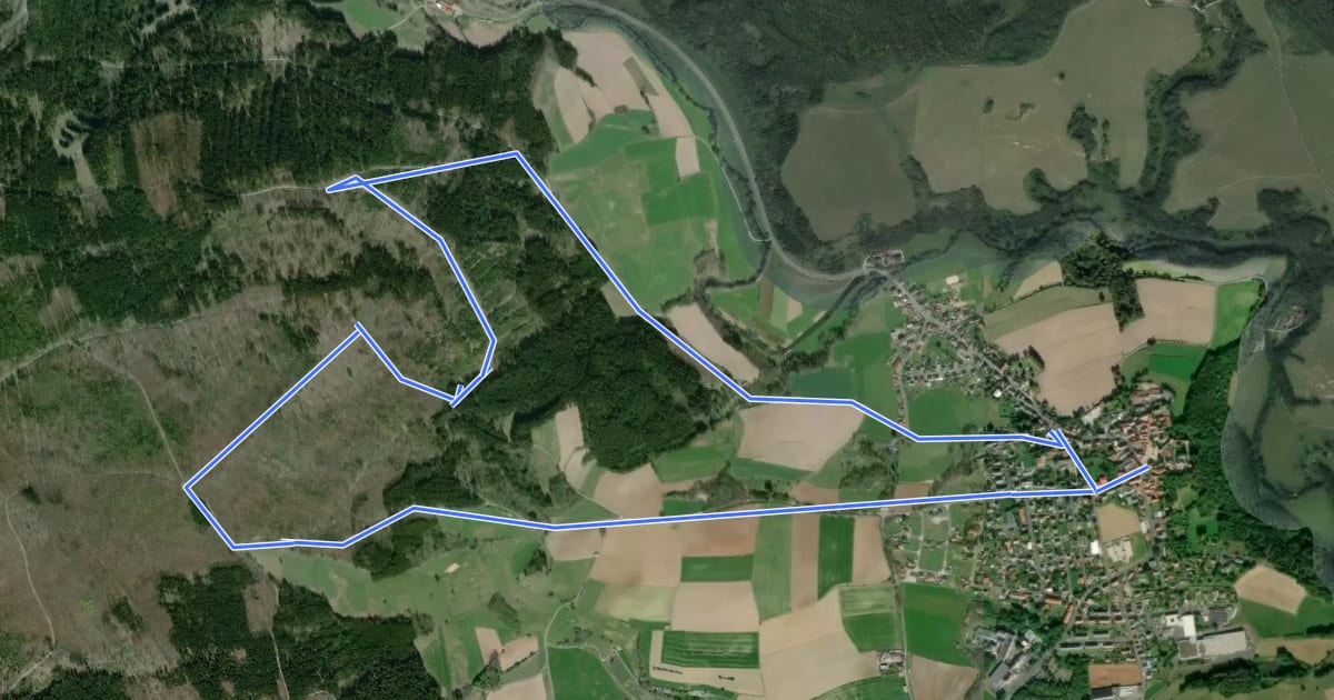 Маршрут Wanderweg 6 Hohenberg a.d. Eger на спутниковом снимке
