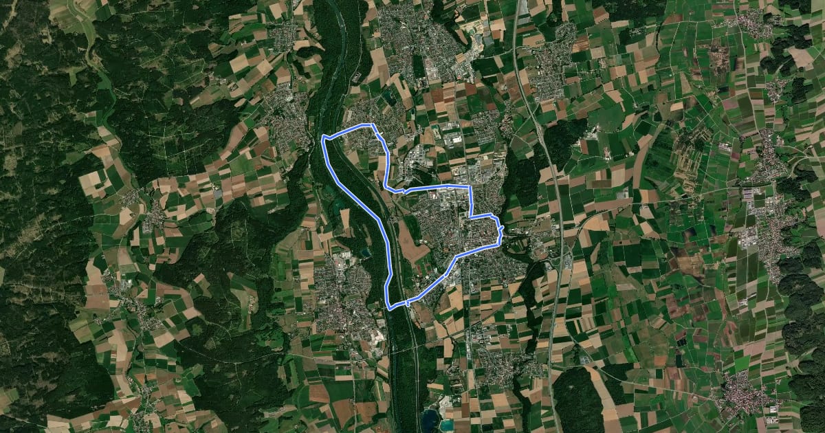Маршрут Wanderweg 6 Stadt Illertissen на спутниковом снимке