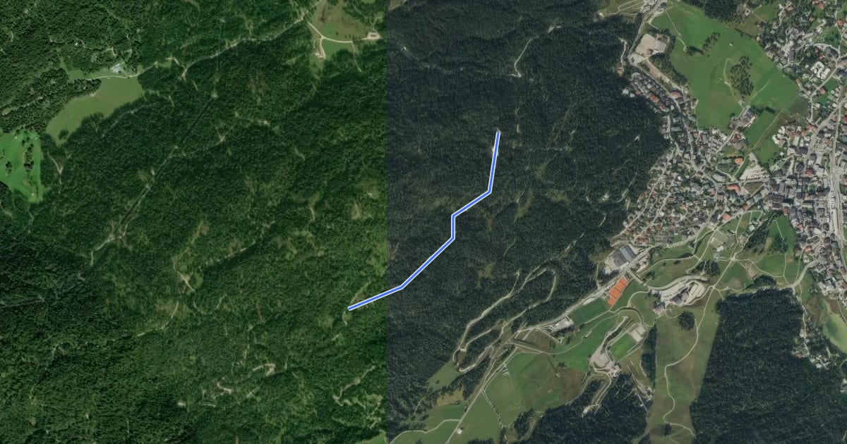 Маршрут Wanderweg 60 (gelb) на спутниковом снимке