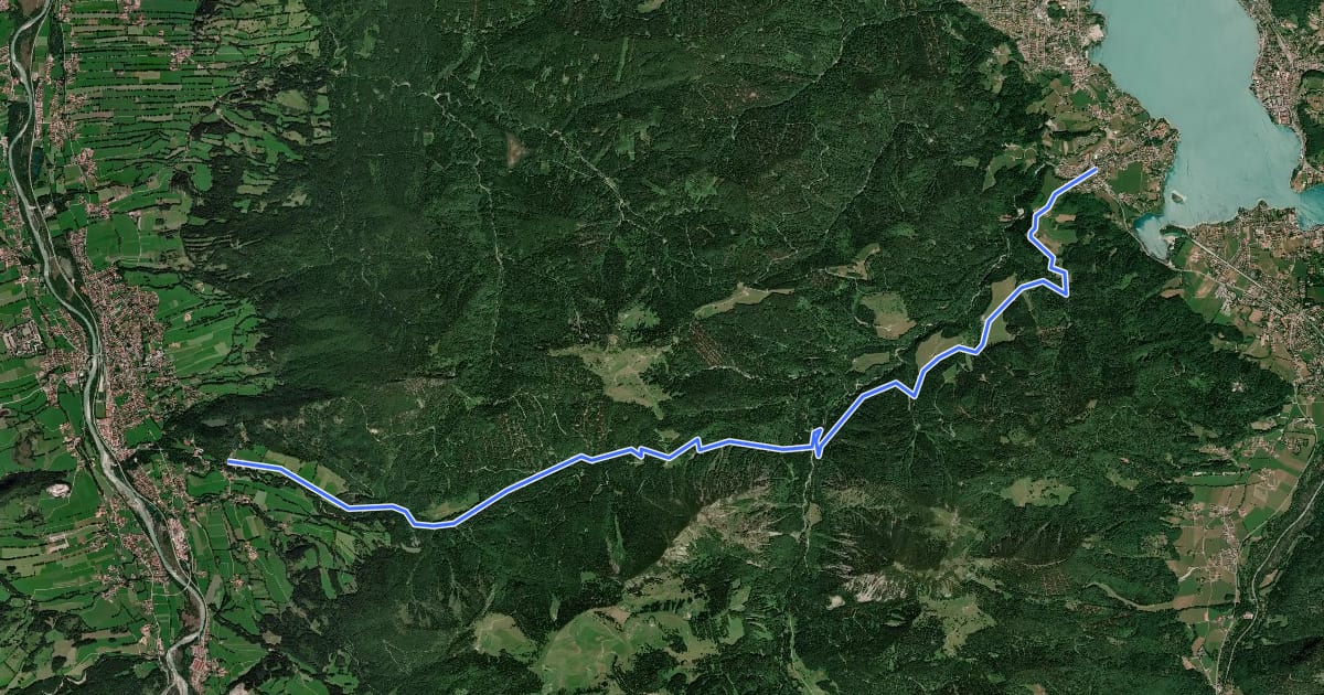 Маршрут Wanderweg 601 - Bayerische Voralpen на спутниковом снимке