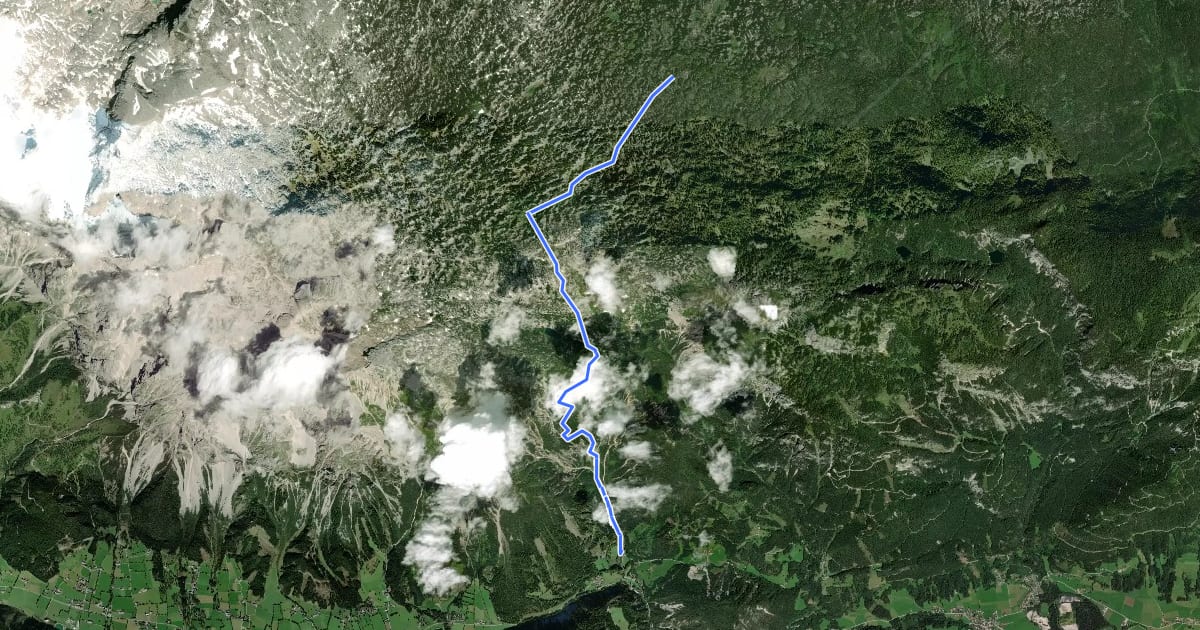 Маршрут Wanderweg 619 на спутниковом снимке