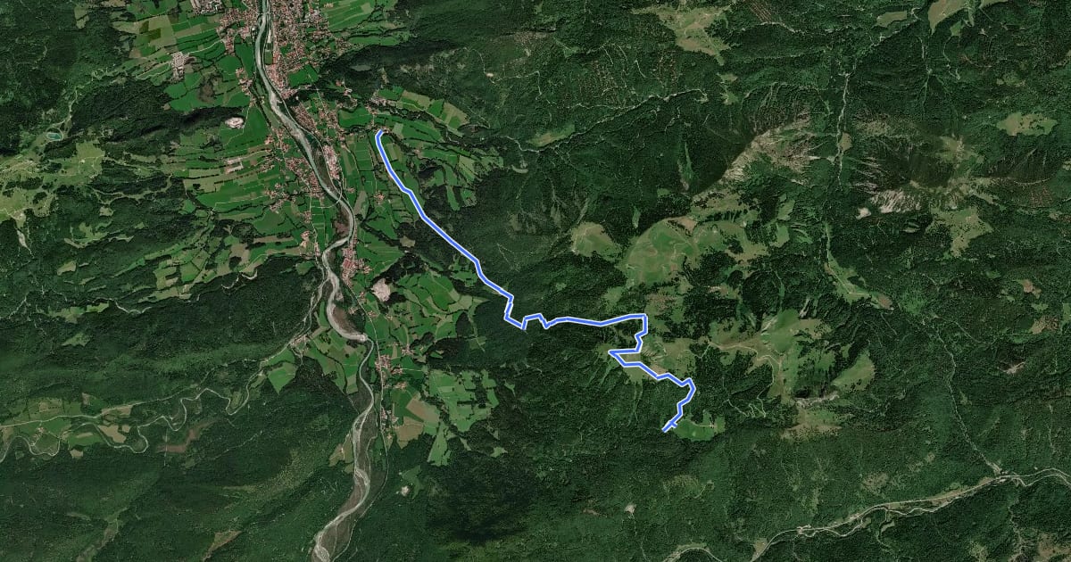 Маршрут Wanderweg 624 - Bayerische Voralpen на спутниковом снимке