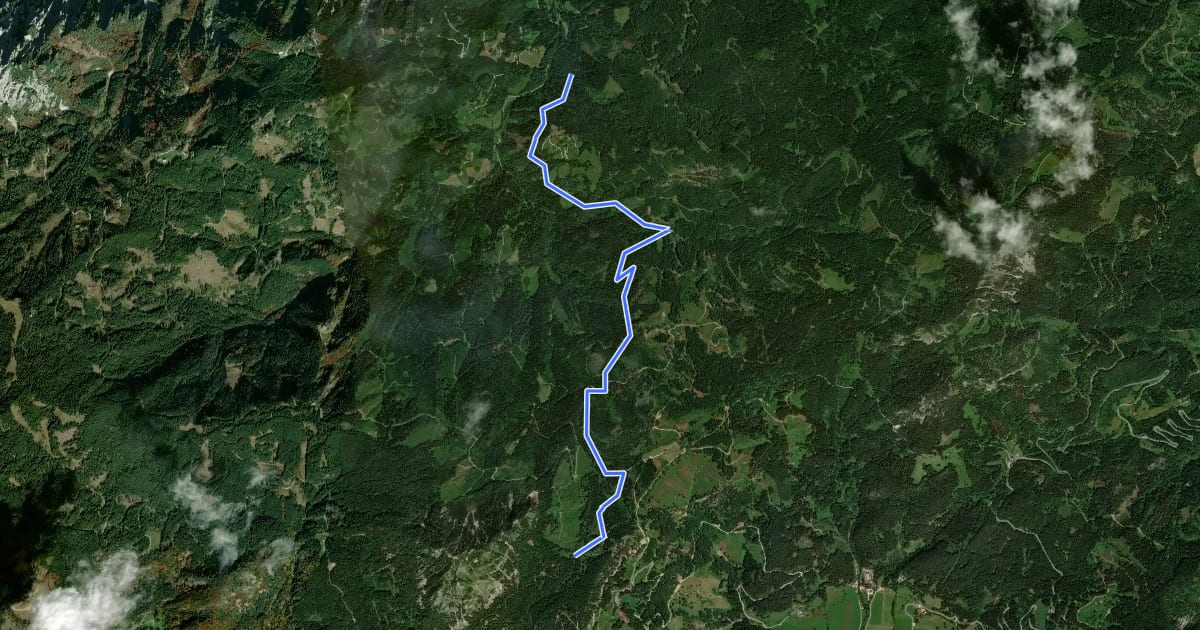 Маршрут Wanderweg 627 на спутниковом снимке