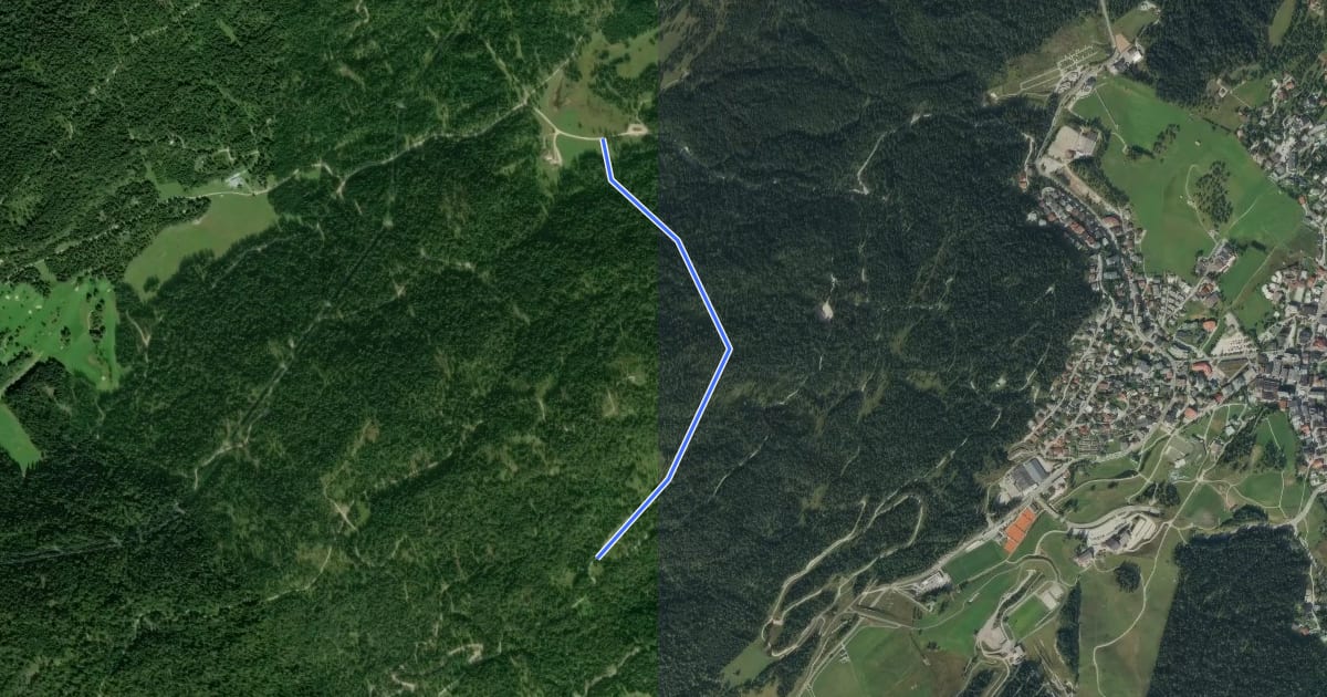 Маршрут Wanderweg 63 (gelb) на спутниковом снимке