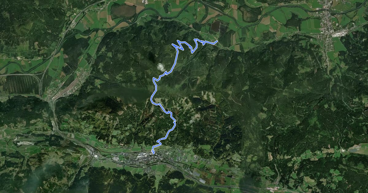 Маршрут Wanderweg 652 на спутниковом снимке
