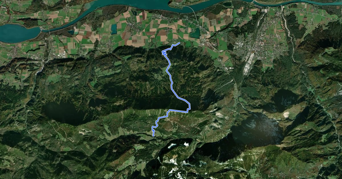 Маршрут Wanderweg 654 на спутниковом снимке