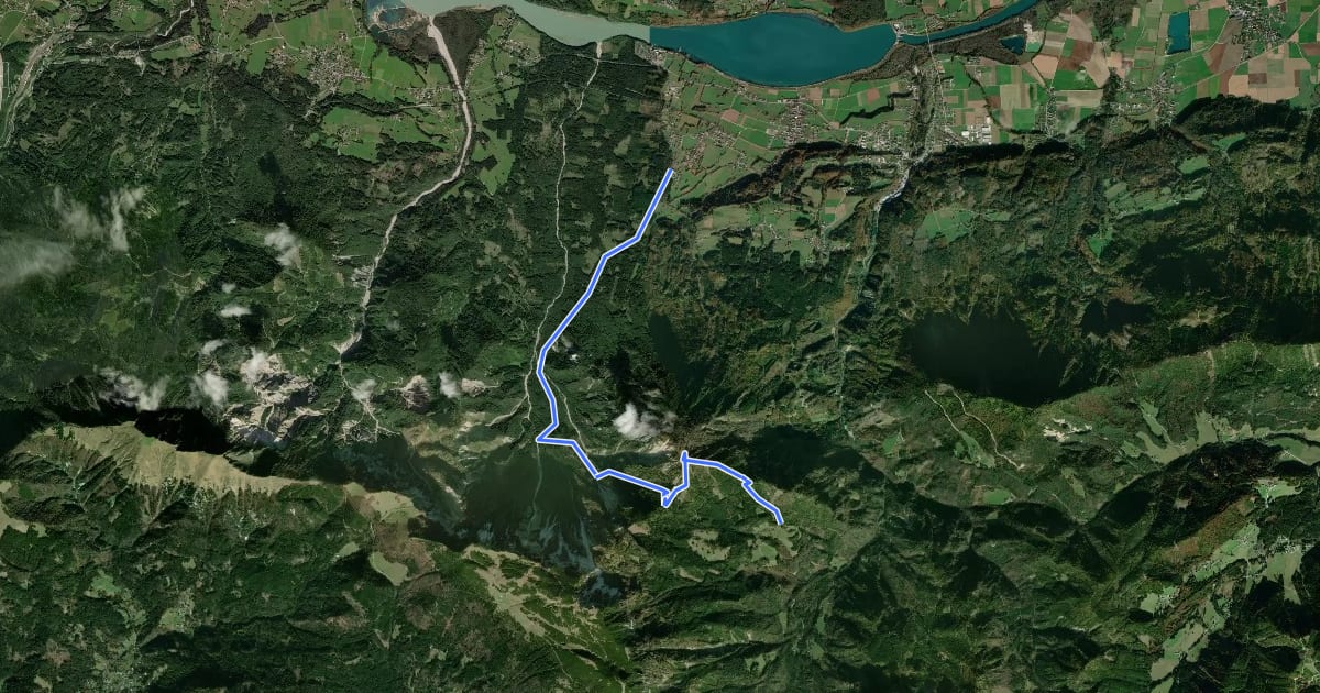 Маршрут Wanderweg 668 на спутниковом снимке