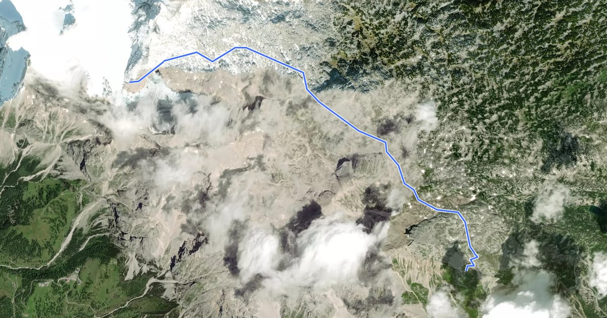 Маршрут Wanderweg 674 на спутниковом снимке