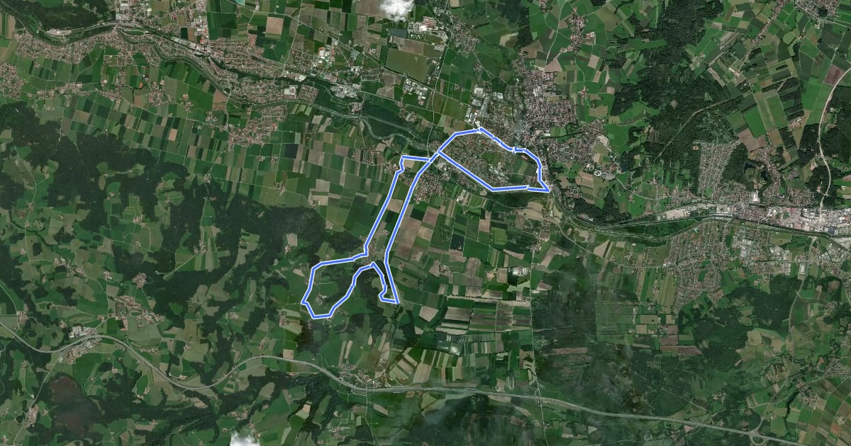 Маршрут Wanderweg 7 - Bad Aibling на спутниковом снимке