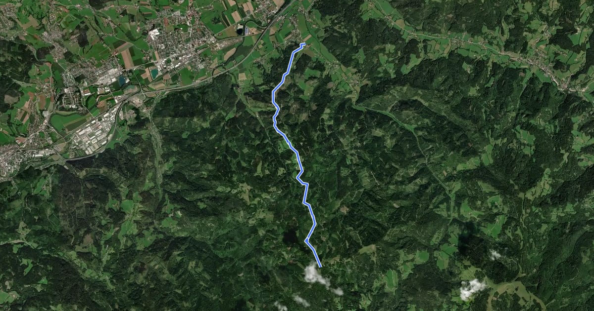 Маршрут Wanderweg 718 на спутниковом снимке