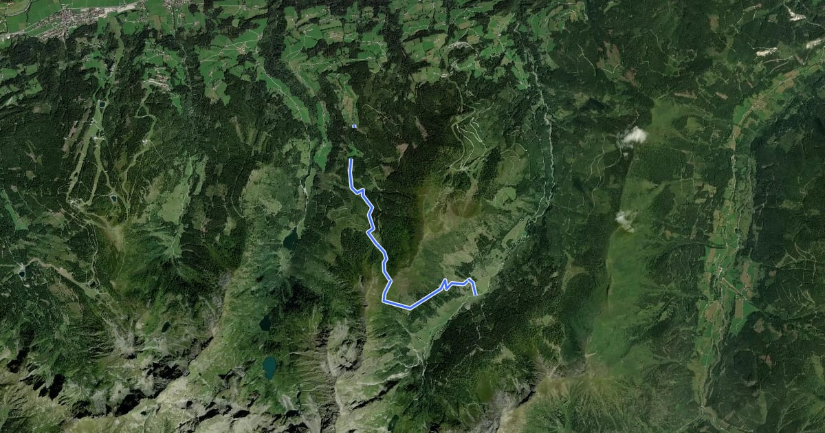 Маршрут Wanderweg 725 на спутниковом снимке