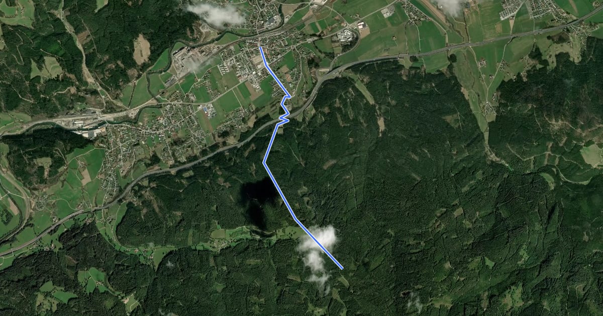 Маршрут Wanderweg 727 на спутниковом снимке