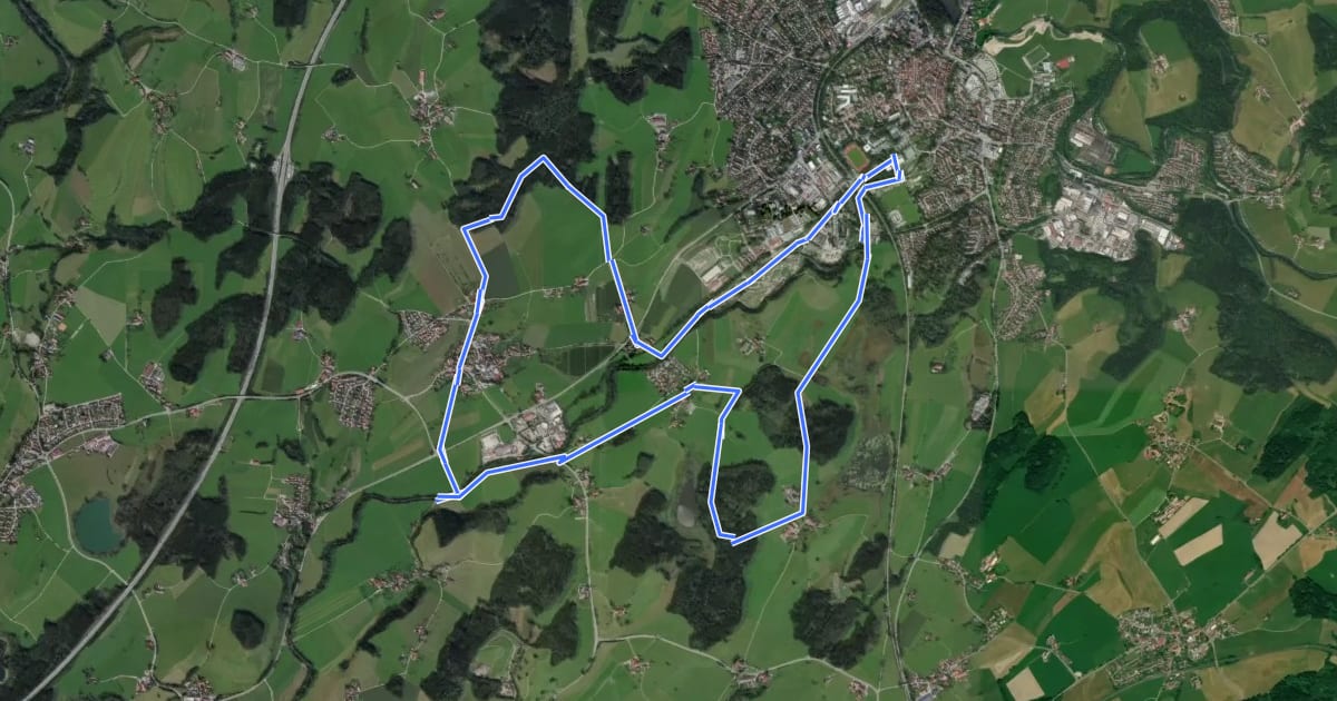 Маршрут Wanderweg 8 Wangen im Allgäu на спутниковом снимке