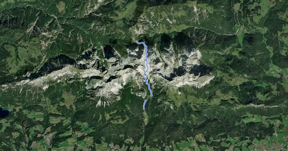 Маршрут Wanderweg 812 - Wilder Kaiser на спутниковом снимке