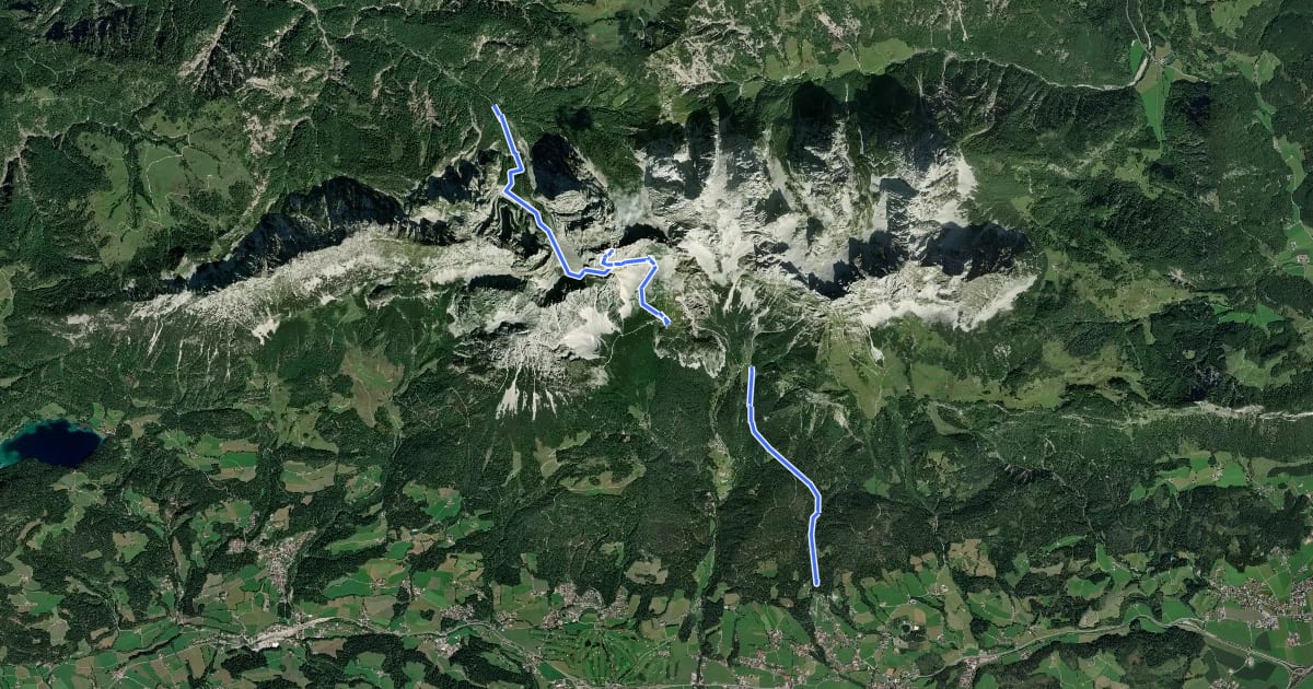 Маршрут Wanderweg 813 - Wilder Kaiser на спутниковом снимке