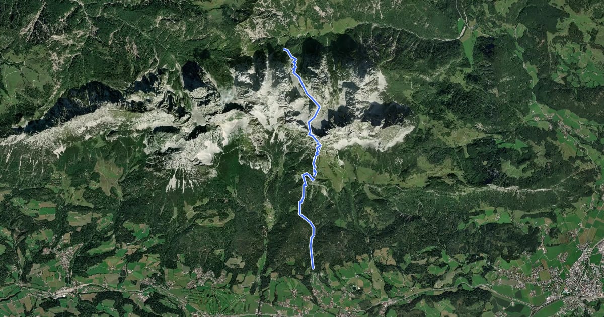 Маршрут Wanderweg 815 - Wilder Kaiser на спутниковом снимке