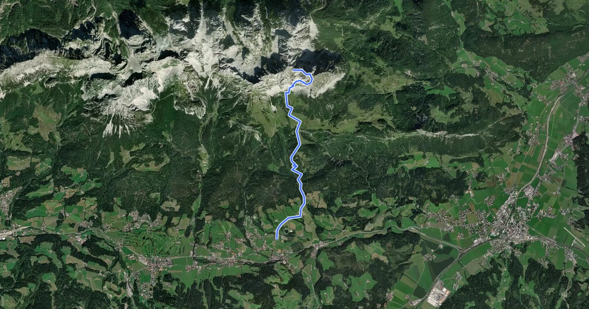 Маршрут Wanderweg 817 - Wilder Kaiser на спутниковом снимке