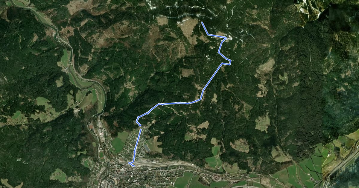 Маршрут Wanderweg 821 на спутниковом снимке