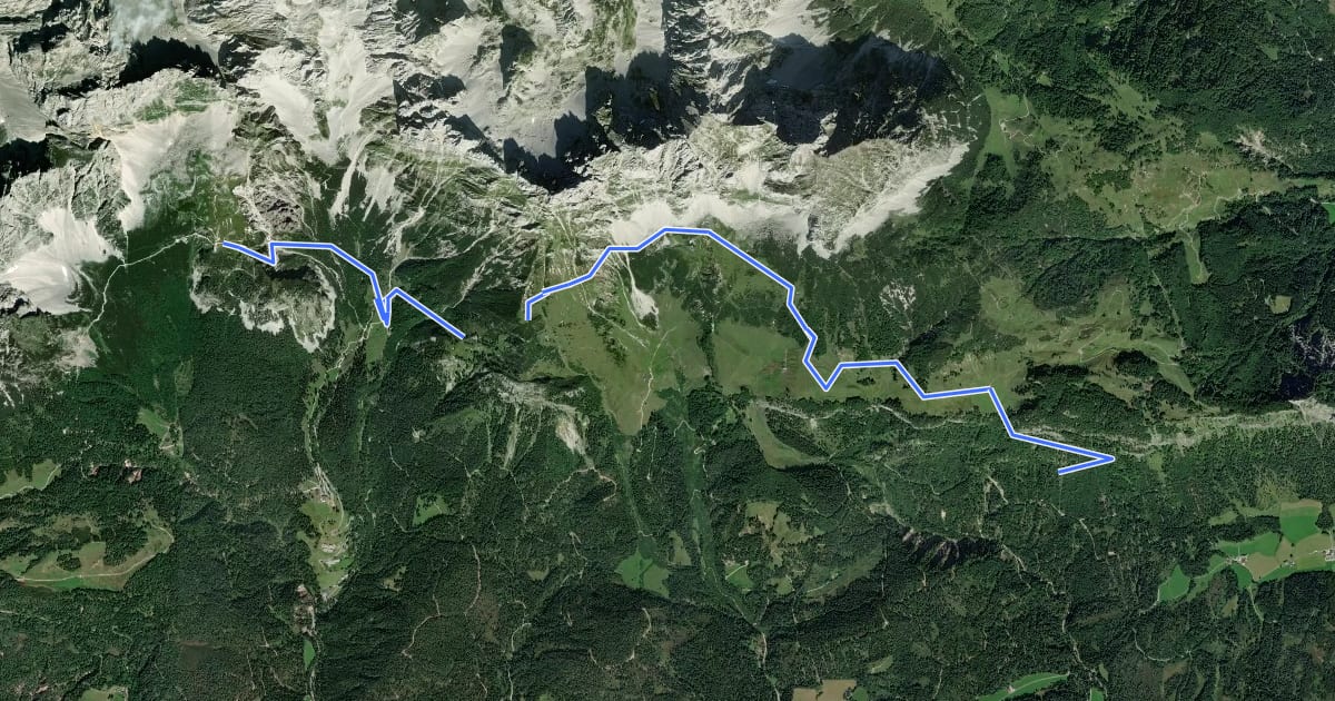 Маршрут Wanderweg 824 - Wilder Kaiser на спутниковом снимке
