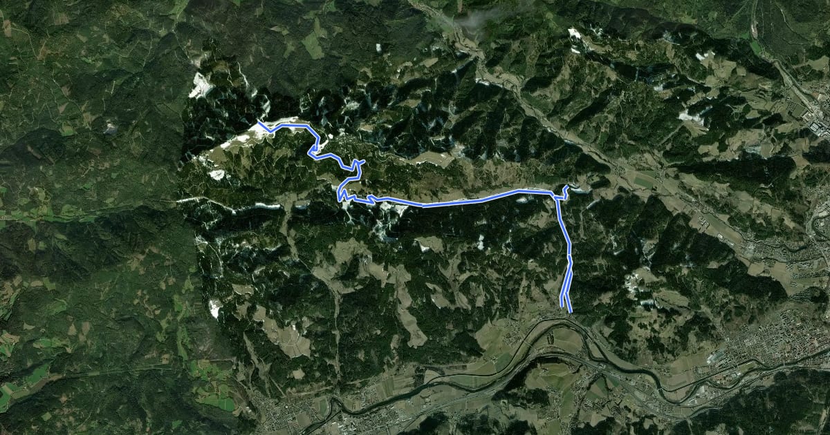 Маршрут Wanderweg 889 на спутниковом снимке