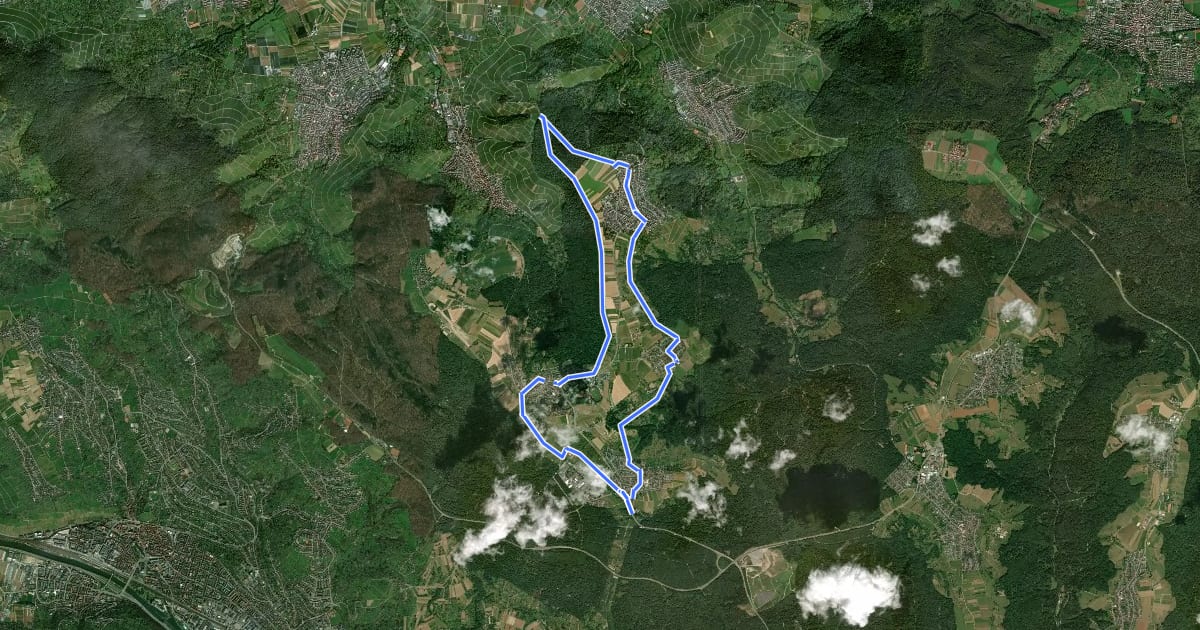 Маршрут Wanderweg Aichwald 1 на спутниковом снимке