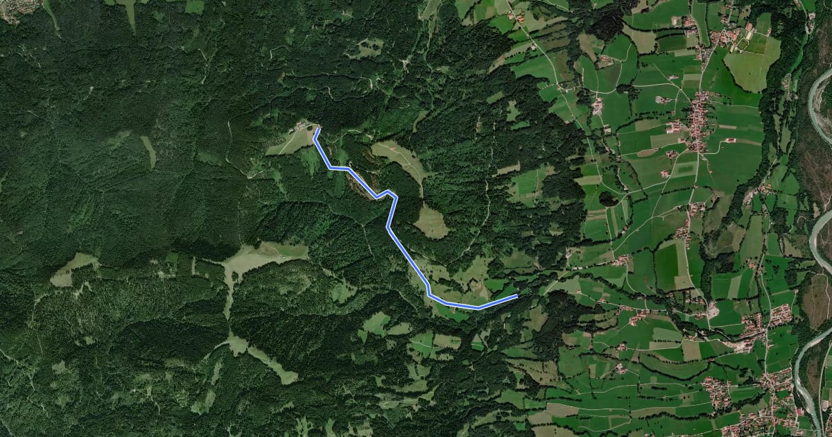 Маршрут Wanderweg B 1 - Isarwinkel на спутниковом снимке