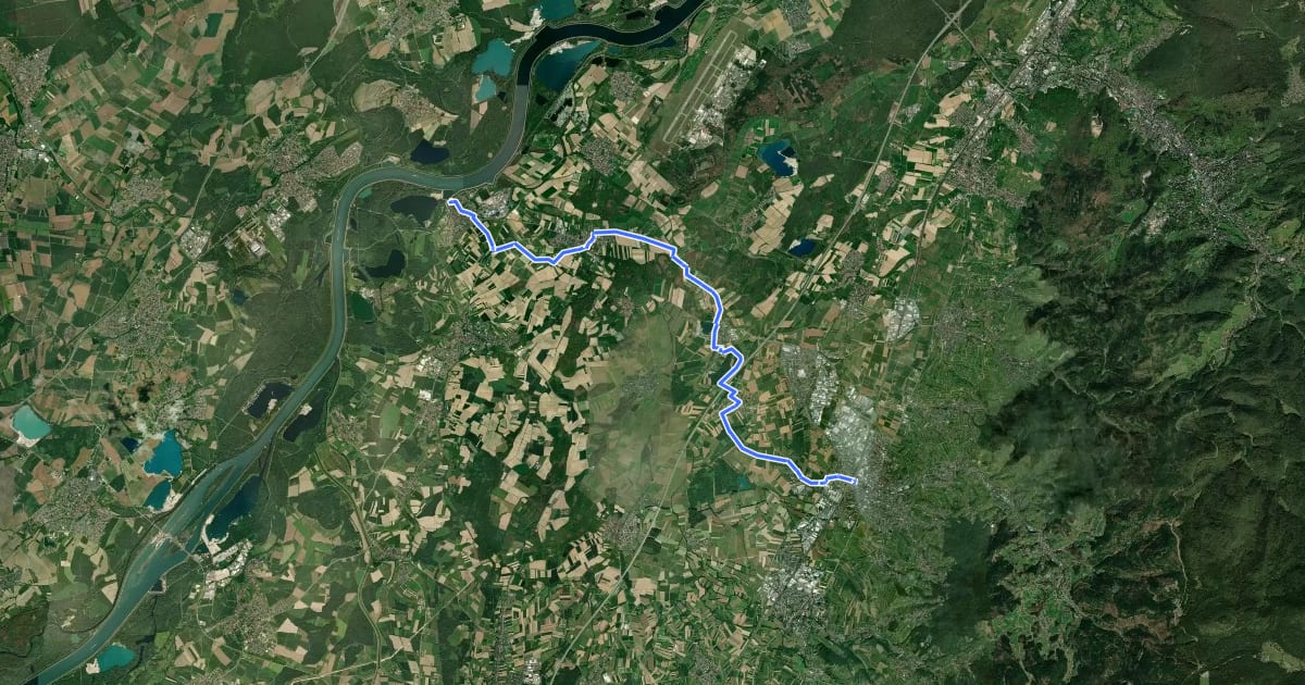 Маршрут Wanderweg Bühl-Schwarzach-Rhein на спутниковом снимке