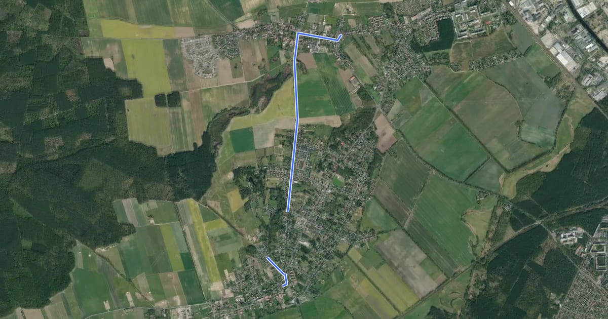 Маршрут Wanderweg Bötzow - Velten (Bhf) на спутниковом снимке