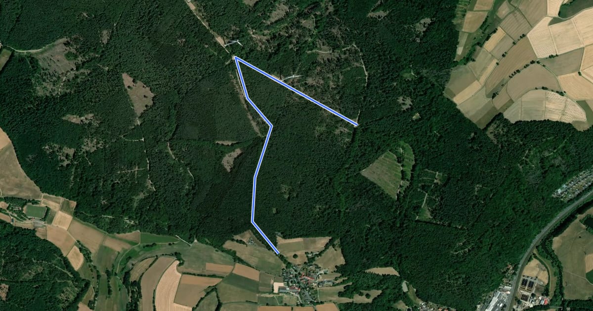 Маршрут Wanderweg Bad Hersfeld 3 на спутниковом снимке