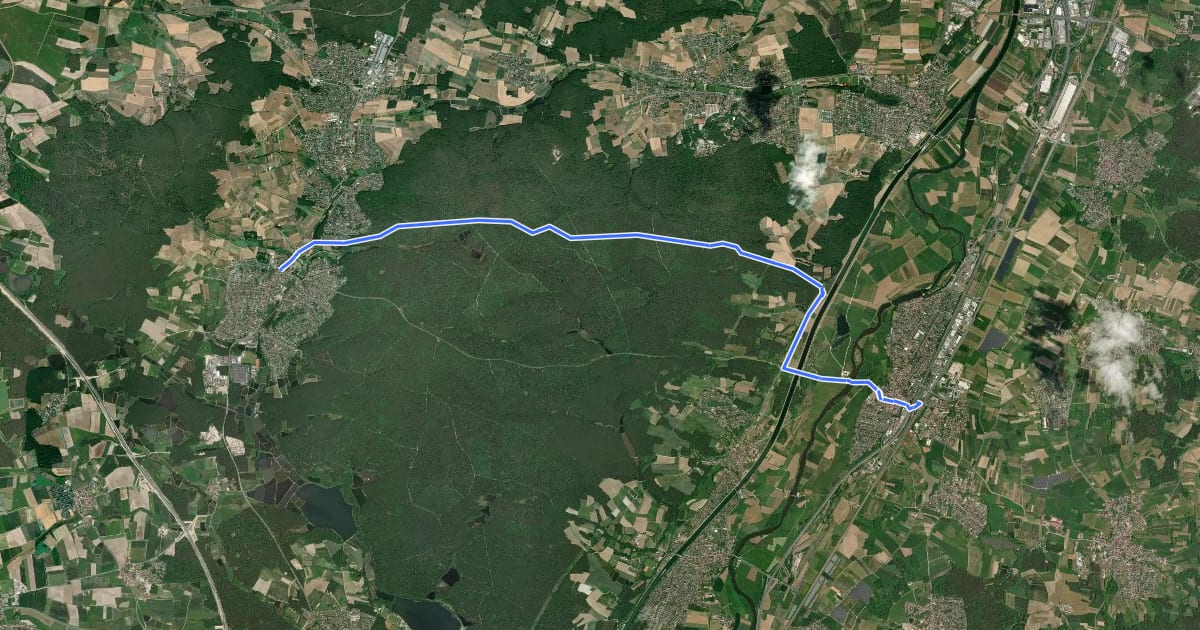 Маршрут Wanderweg Baiersdorf – Röttenbach на спутниковом снимке