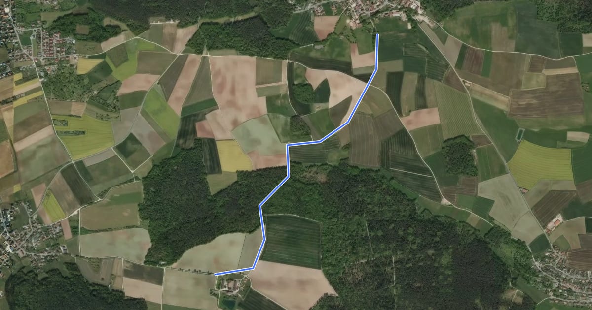 Маршрут Wanderweg Blaue Raute на спутниковом снимке