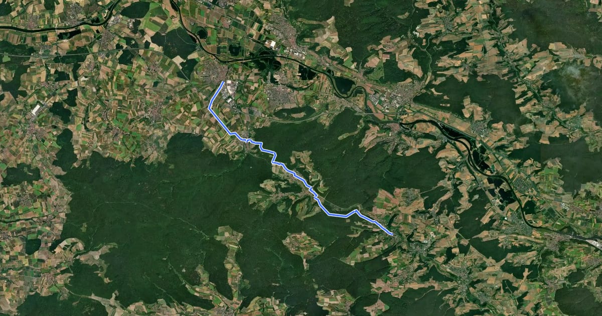 Маршрут Wanderweg Blaue Raute von Knetzgau nach Trossenfurt на спутниковом снимке