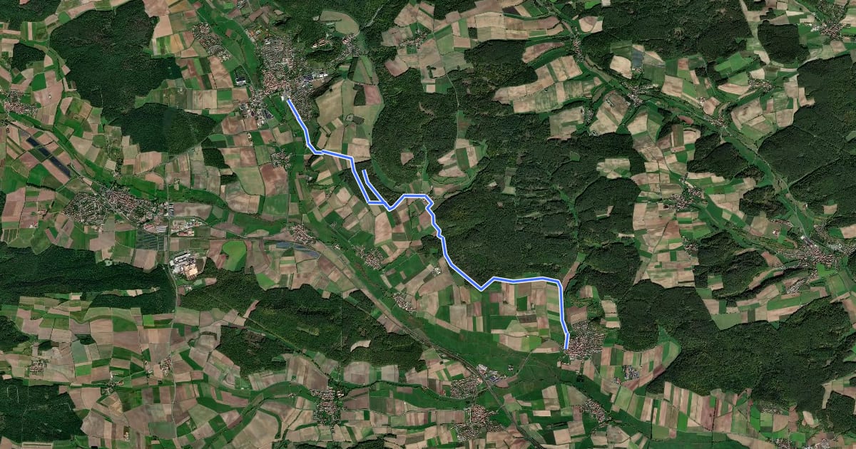 Маршрут Wanderweg Blaue Raute von Scheinfeld nach Baudenbach на спутниковом снимке