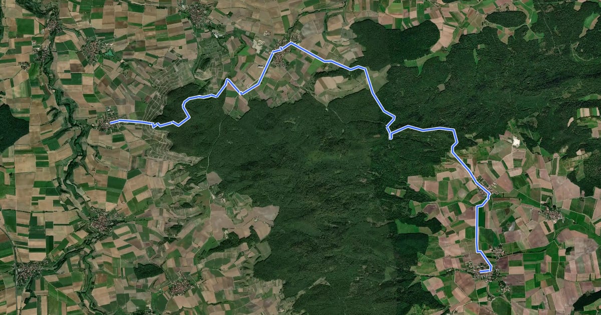 Маршрут Wanderweg Blauer Tropfen / Markt Nordheim - Bullenheim на спутниковом снимке