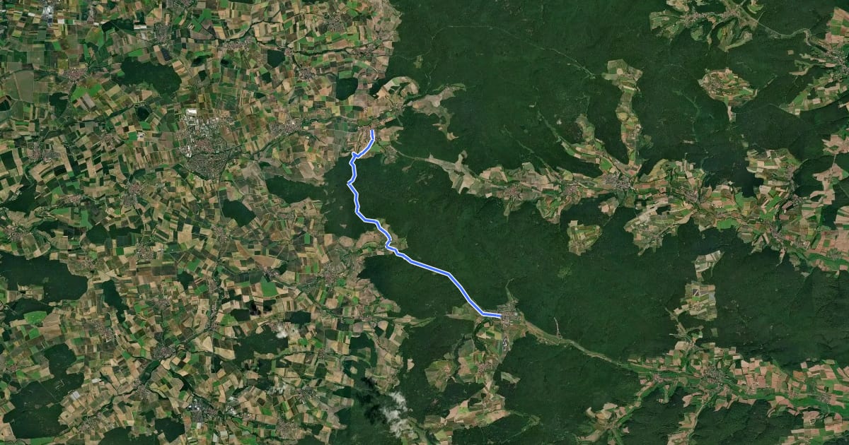 Маршрут Wanderweg Blaues Dreieck von Michelau nach Ebrach на спутниковом снимке