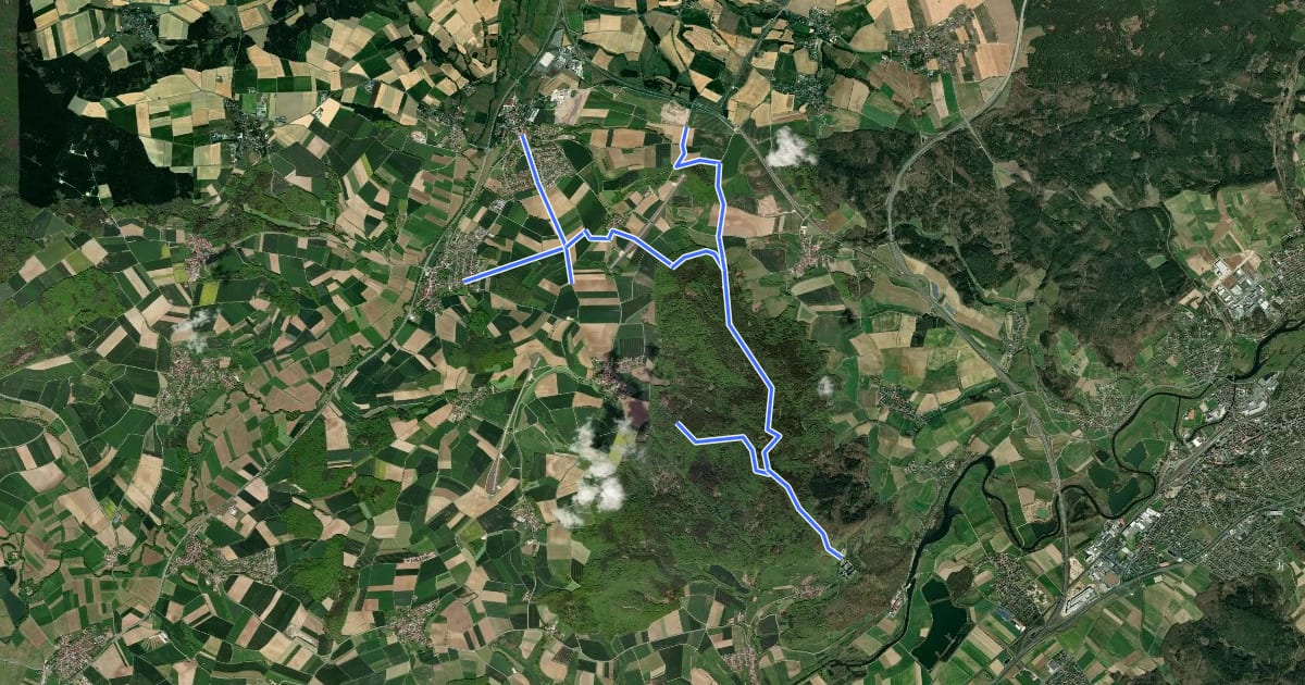 Маршрут Wanderweg Blaues Kreuz на спутниковом снимке