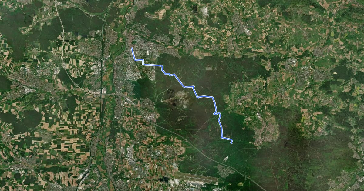 Маршрут Wanderweg Buchenbühl – Erlangen на спутниковом снимке