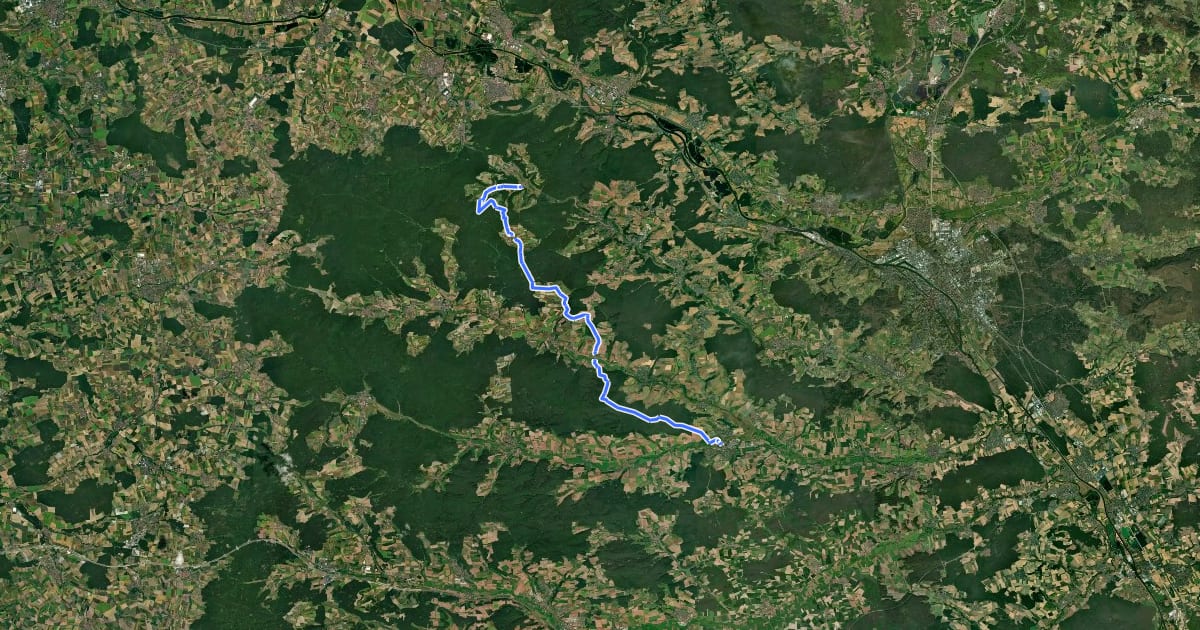 Маршрут Wanderweg Burgebrach - Unterschleichach "Roter Tropfen" на спутниковом снимке