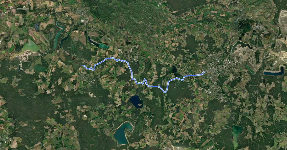 Маршрут Wanderweg Cottbus-Calau на спутниковом снимке