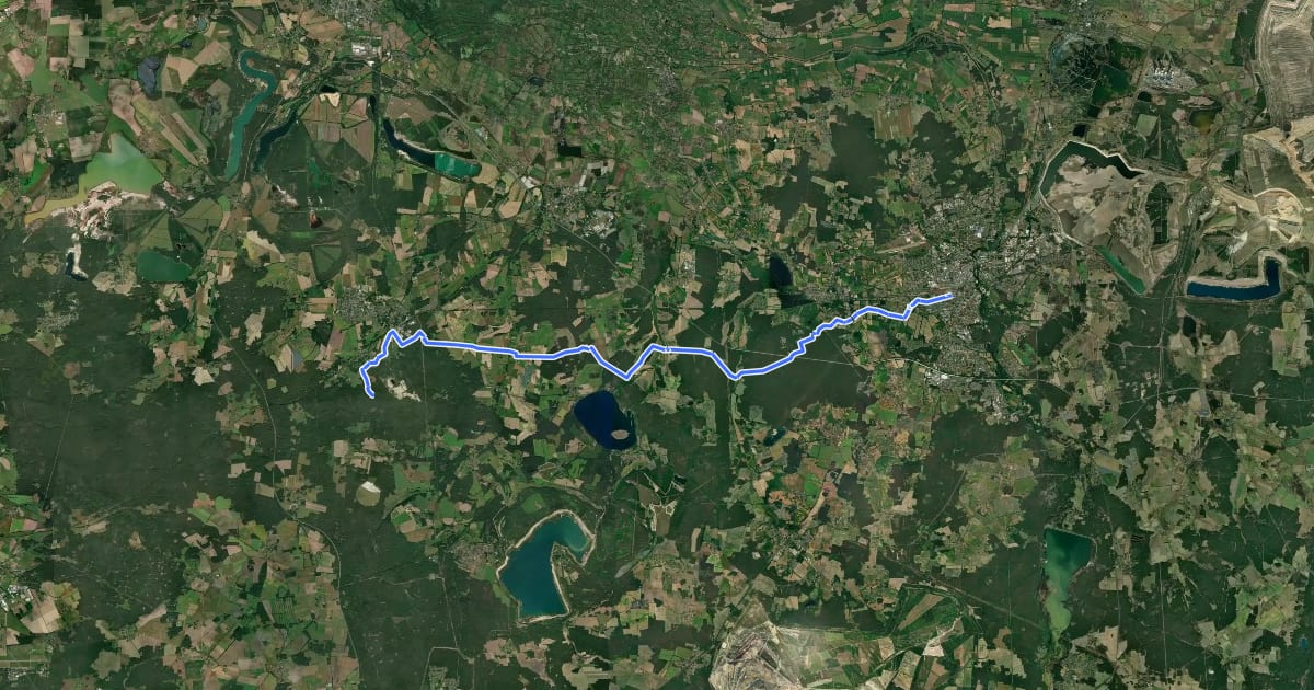 Маршрут Wanderweg Cottbus - Kuhringsberg на спутниковом снимке