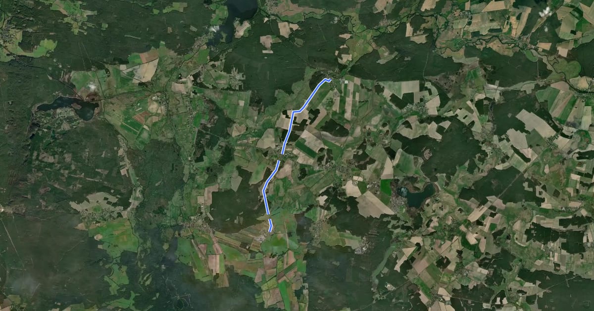 Маршрут Wanderweg Dürrenhofe-Kuschkow-Pretschen на спутниковом снимке