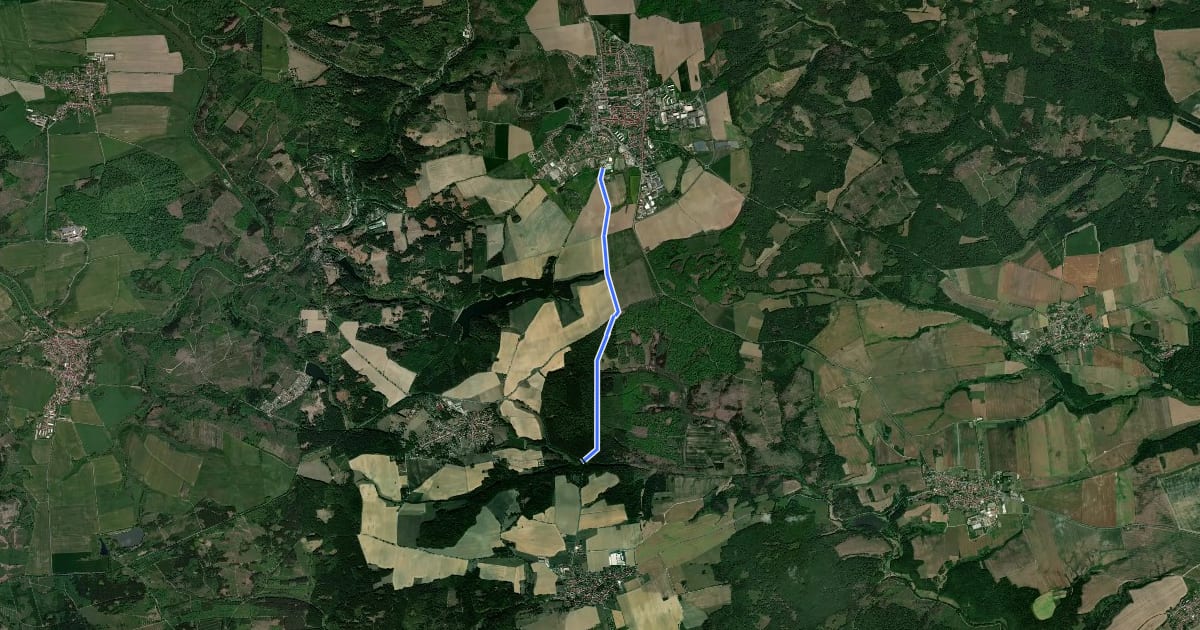 Маршрут Wanderweg Dankerode - Harzgerode на спутниковом снимке