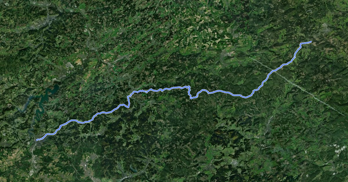 Маршрут Wanderweg der Deutschen Einheit (Winterberg - Olpe) на спутниковом снимке