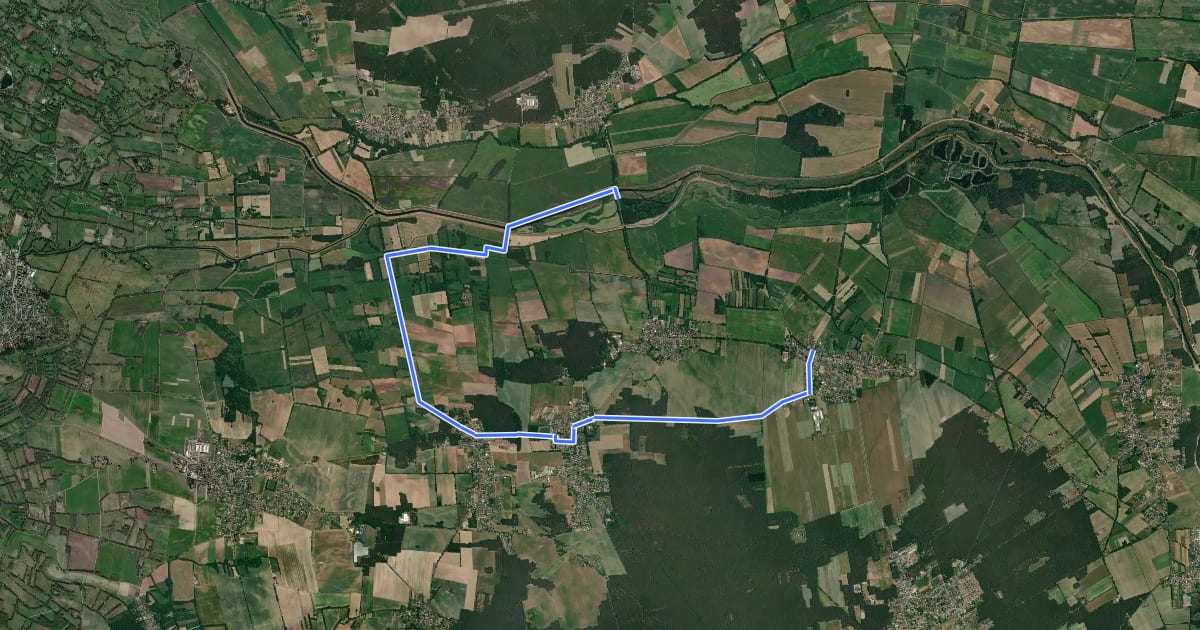 Маршрут Wanderweg Dissen-Fehrow-Guhrow на спутниковом снимке