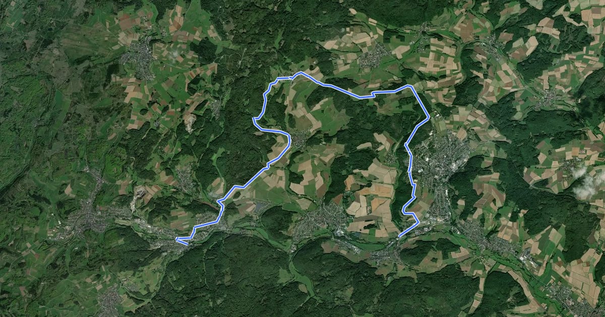 Маршрут Wanderweg E9 / Hinterländer Schweiz на спутниковом снимке