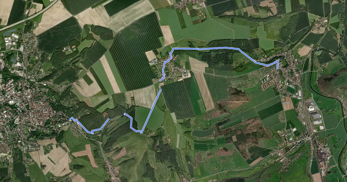 Маршрут Wanderweg Eisenberg-Etzdorf-Crossen на спутниковом снимке